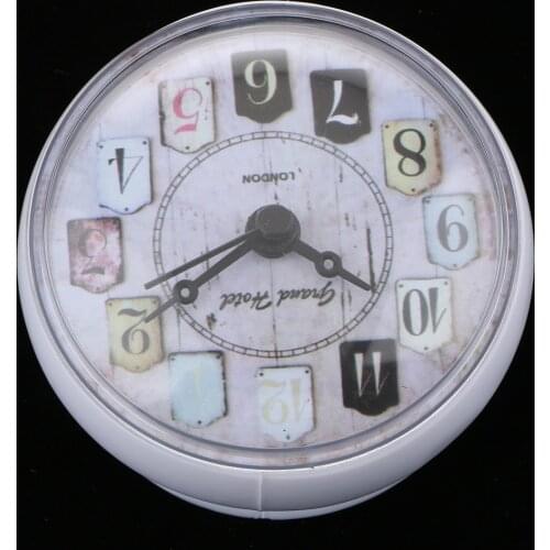 European Style Small Waterproof Round Clock for Bathroom Suction Up Mirror Window Clock, Pink/ White