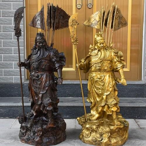 H 27-63cm A copper statue of Guan Gong Wu Bronze special offer Kowloon Historical figures Buddha lucky Home Furnishing ornaments