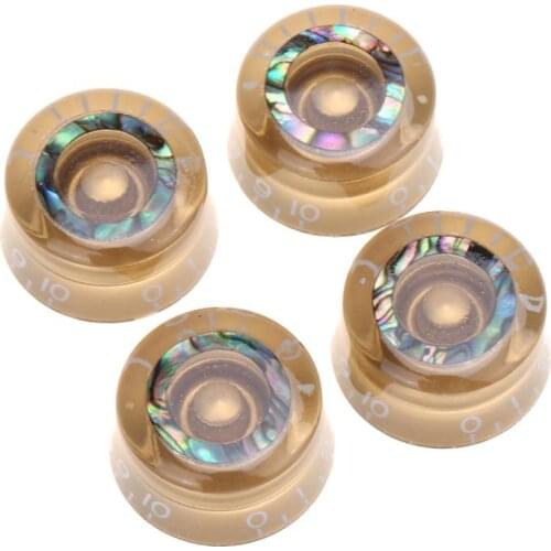 Musiclily Pro B-Stock Metric Size Abalone Circle Top Guitar Speed Control Knobs for Epiphone Les Paul SG Style, Gold(Set of 4)