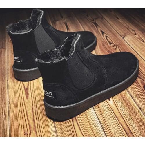 Men ankle Snow Boots Winter Fur Warm Leather Outdoor Walking Mountain Climbing waterproof Free Shipping Large Size shoes