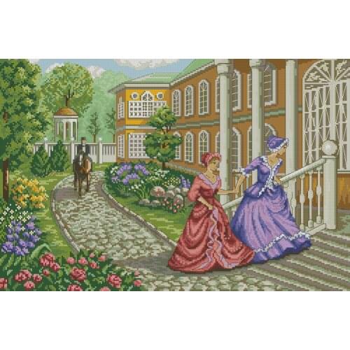 Garden Elegant Lady Cross Stitch Kits Needlework 14CT Unprinted Sewing kit Embroidery Top Quality DIY Handmade Decoration