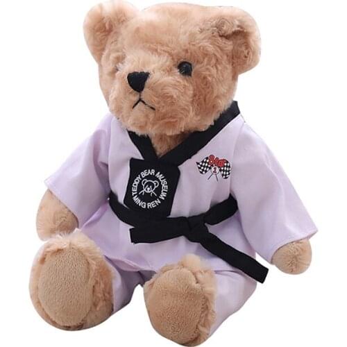 30/40CM 2018 New Plush Stuffed Animal Toy Teddy bearTaekwondo costume Couple Bear lovers Birthday Gift Red Black Toys for kids