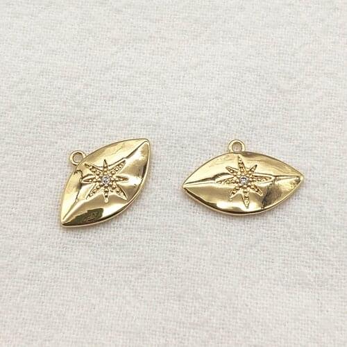 New Arrival! 16x10mm 50pcs 18kgp Gold Color Copper Cubic Zirconia Charm for Handmade Necklace Earring DIY Parts Jewelry Findings