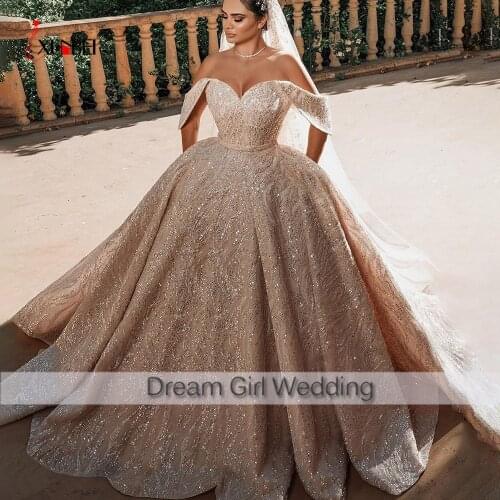 2021 New Arrivals Luxurious Wedding Dresses Sleeveless Sweatheart Neckline Lace Ball Gown Bridal Dresses Robe De Mariee