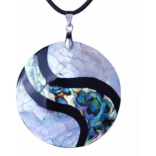 Handmade Natural Abalone shell Round Shape Pendant Fashion choker Necklace for women men