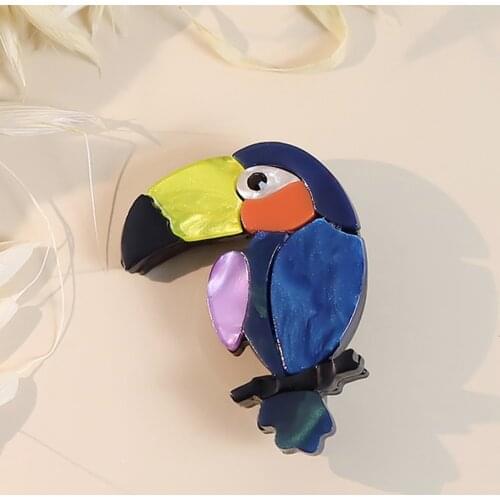 Mix Color Acrylic Parrot Birds Brooches Big Size Women Kid Animal Badge Brooch Gifts Sweater Accessory Lapel Pins Custom Jewelry