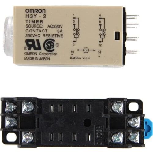 H3Y-2 H3Y Power Delay Time Temporizador Relay 0-60 AC 220V With Base New 649E