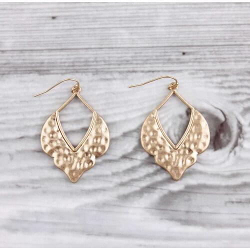 Hammered Moroccan Quatrefoil Dangle Drops Earrings Metallic Quatrefoil Dangle Drop Earrings for Women