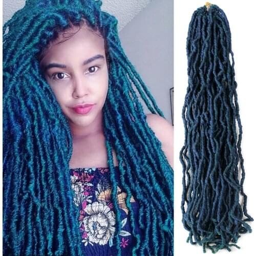 18" Synthetic Mix Blue Faux Locs Crochet Braids Pre Looped Soft Locs Natural Crochet Hair For Black Women Premium Fiber