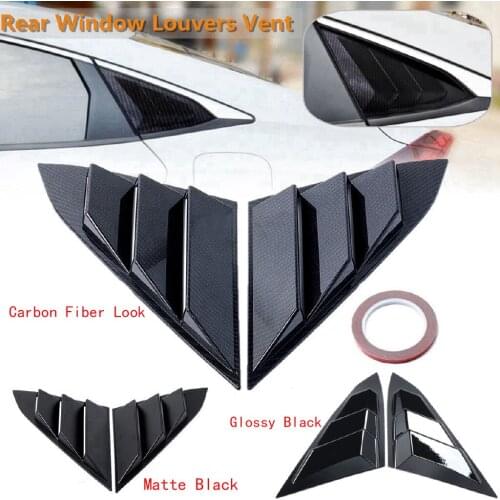Pair Rear Quarter Panel Side Window Louver Vent ABS For Honda Civic 4Door 2016 2017 2018