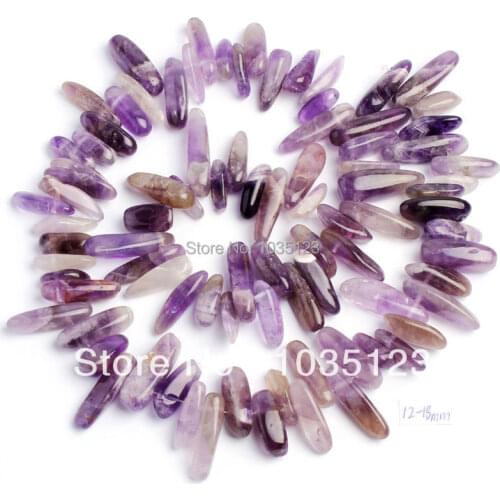 High Quality 12-18mm Pretty Amethysts Stick Shape Loose Beads Strand 15" DIY Creative Jewellery Making w46