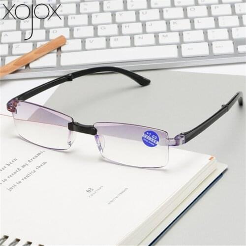 XojoX Anti-blue light Reading Glasses Women Men Folding Glasses with box Convenient Ultralight Presbyopic Glasses +1.0 1.5 2.0
