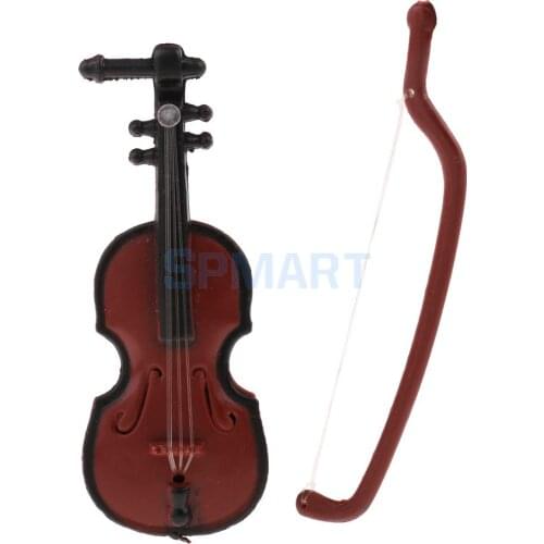 1/12 Dolls House Miniature Plastic Violin Musical Instrument Model Figures Display Decor Figures Toy Dolls Accessory Kids Gift