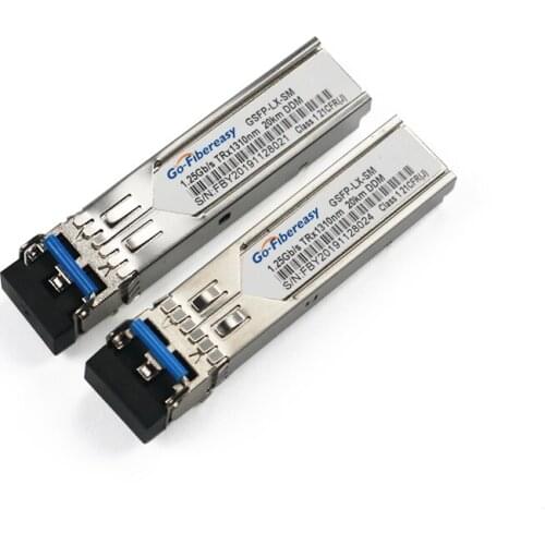 1 Pair SFP Module BiDi 1.25G Single-mode Simplex 1310nm LX SM 20KM SFP Transceiver module DDM Function with SFP Switch Module