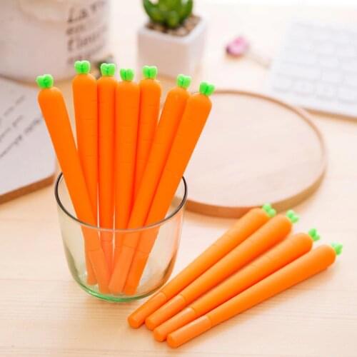 1PC Creative Lovely Black Refill Neutral Pen Stationery Korean Personalized Signature Gel Pens Student Carrot Water-Based Pen
