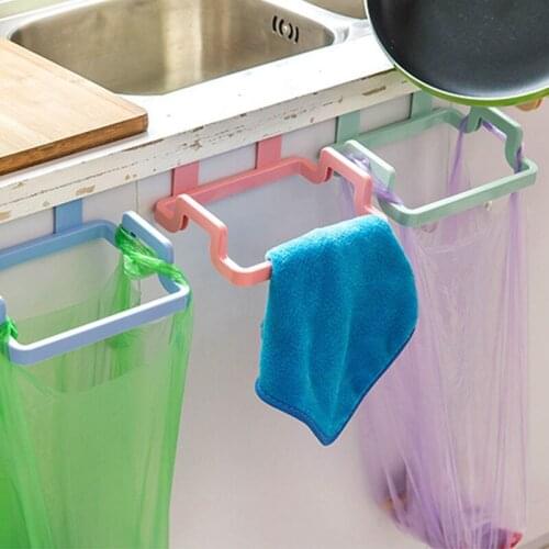 1pc Rubbish Trash Rag Hook Holder Hanging Garbage Bag Rack Cupboard Cabinet Door for Home Kitchen Space Saving Gadgets