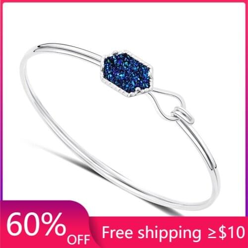 14 Options Druzy Drusy Bracelet Bangle Resin Crystal Hexagon Stone Druzy Bracelets Gold Color Brand Jewelry Women 2019