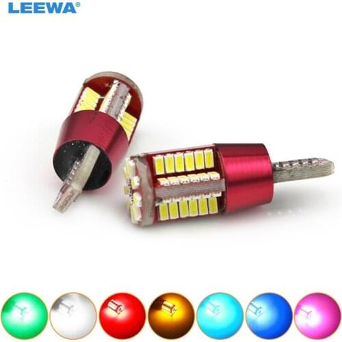LEEWA 2pcs White T10 194 3014SMD 57Leds 336LM Canbus Error Free Car LED Light Bulb DC12V #CA5299