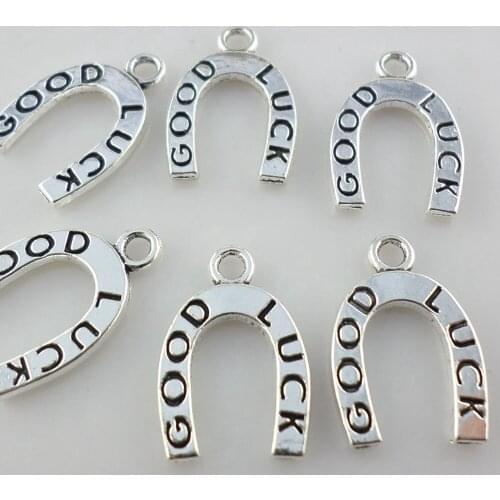 20pcs Tibetan Silver U-shaped horseshoe Good Luck Charms Pendants Beads 12x18mm Jewelry Findings