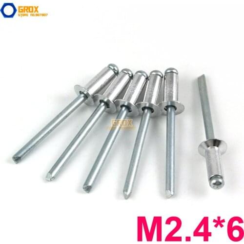 200 Pieces M2.4*6 Aluminum Countersunk Blind Rivet Pop Rivet Open End