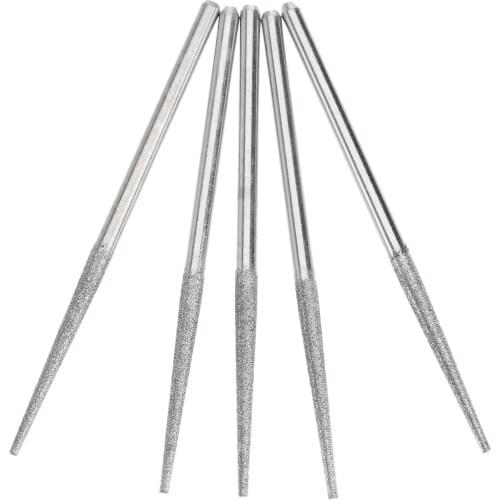 5Pcs Diamond Coated Rotary Pointed Head Burrs Rock Grinding Tool 1/8" Grinding Needle Grinding Carving Tool Dremel Accesories