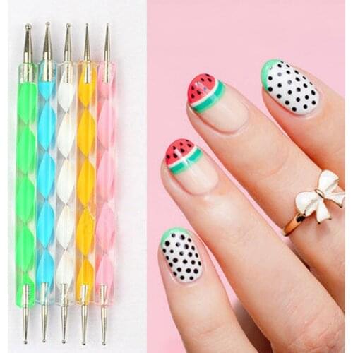 5 pcs/set Crayon Wax Dotting Pen Pencil Self-adhesive Rhinestones Gems Drilling Picking Picker Tips Tools DIY Nail Art #HTB03