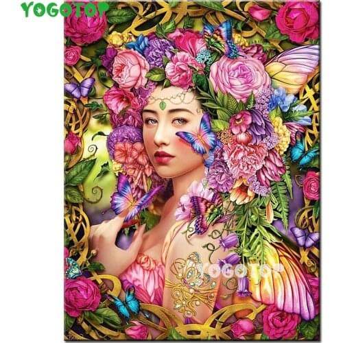 5d diy Diamond Painting Flower Fairy Diamond Mosaic Fantasy Woman butterfly Embroidery Cross Stitch Rhinestone Decor YY5253