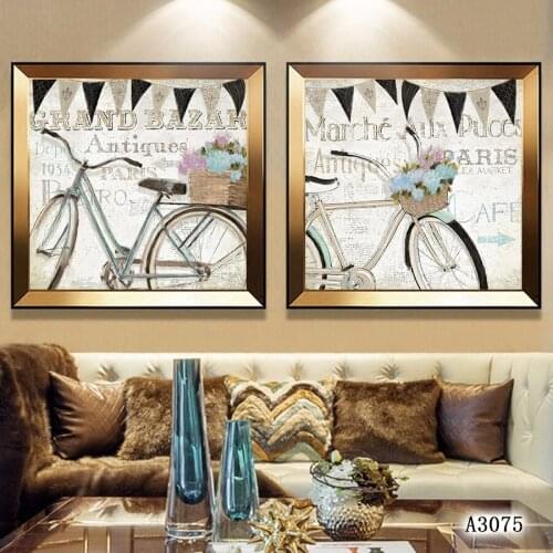 Abstract Oil Painting Print on Canvas 2pcs Modular Bicycle Plane Canvas Art Printing Canvas Painting Wall Art Picture Home Decor