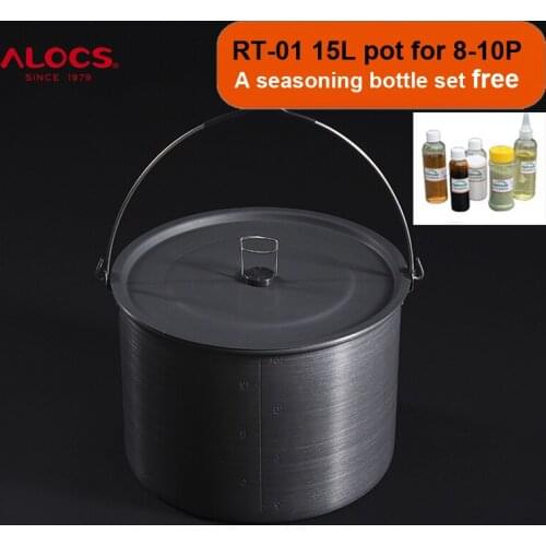 ALOCS RT-01 8-10 Persons Versatile Outdoor 15L Hanging Camping Cooking Picnic Cookware Pot and Cover