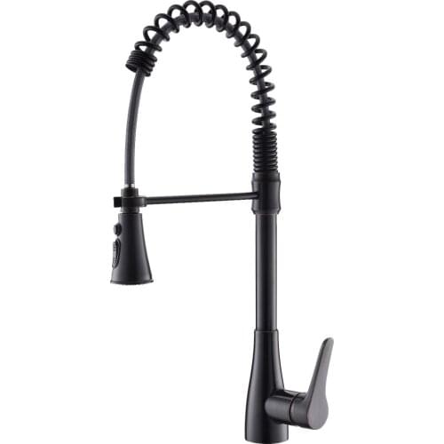 Free ship Modern Tall/High Pull-out/Pull-down Black ORB color Sprayer kitchen mixer tap single hole /handle Deck mounted