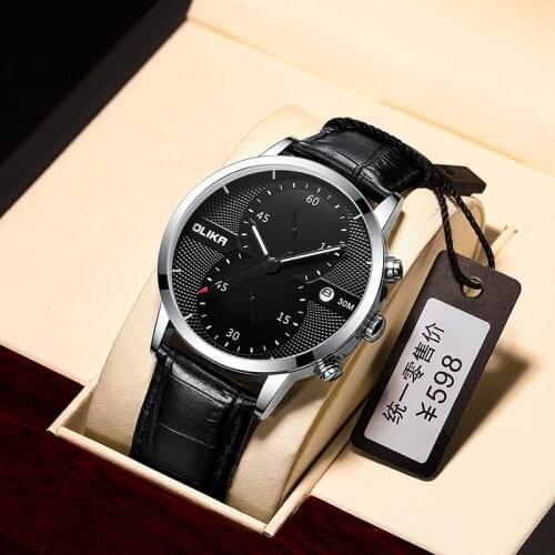2021 Olika Leisure Large Dial Mens Watch with Luminous Calendar Multifunctional Quartz Watch Timing Waterproof Mens Watch
