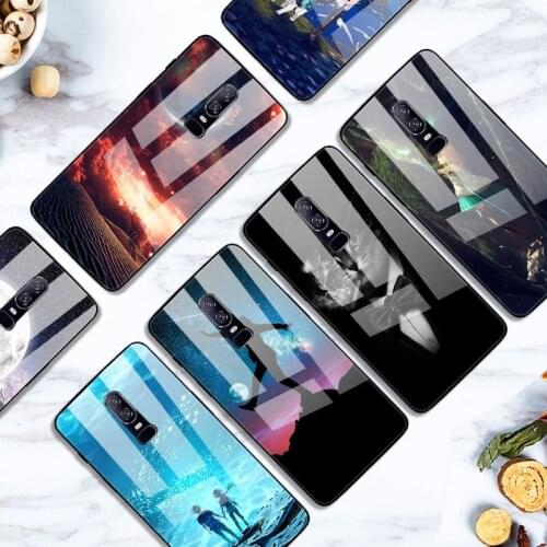 Case For Oneplus 6 Back Phone Cover Black TPU Silicone Bumper With Tempered Glass