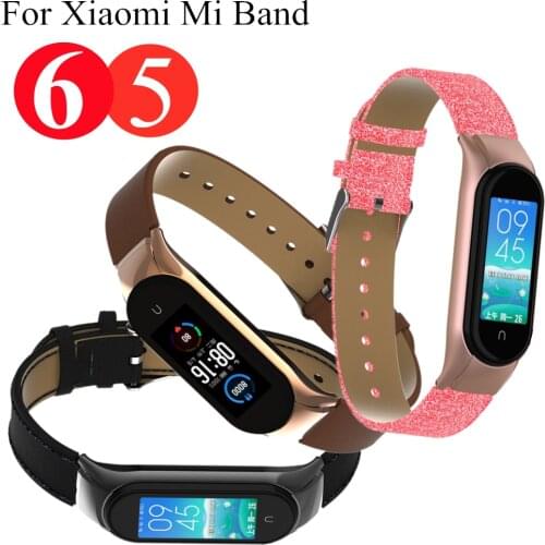 Colorful Leather Strap for Xiaomi Mi Band 5 Bracelet Replace PU Leather Wristband for Mi Band 5 Strap Miband 5 NFC Wrist Strap