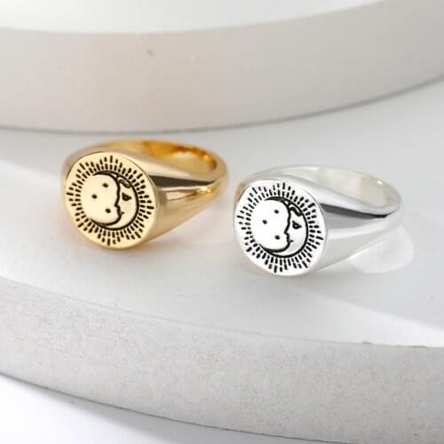 Aesthetic Charm For Women Vintage Stainless Steel face ring Punk Couple Ring Fashion Exaggeration Jewelry