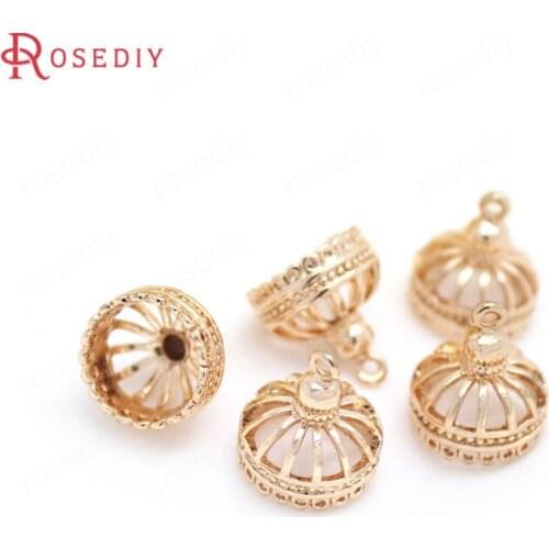 F545)6 pieces 13*14mm hole 1.5mm Brass 24K Champagne Gold Color Plated Tassel Charms Pendants Jewelry Findings Accessories
