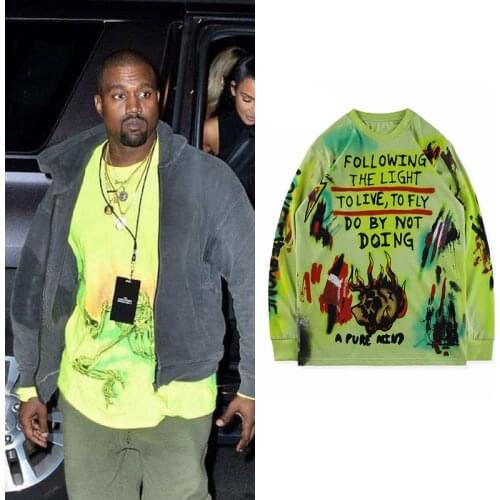 Hip Hop Graffiti T Shirt Long Sleeve Kanye West Skull Rock Tshirt Tee Streetwear Oversized T-shirts Men Women Summer Tshirts Top