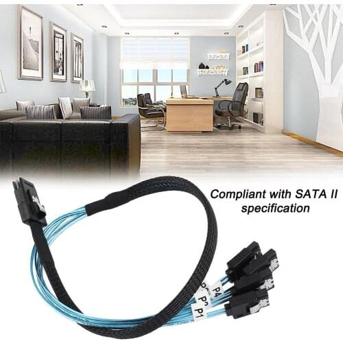 Mini SAS 4i SFF-8087 36P 36-Pin Male to 4 SATA 7-Pin Splitter Adapter Cable 0.5M Connecter Support for 10 GBPs Band
