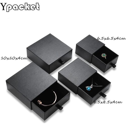 High Quality Square Jewelry Organizer Box Engagement Ring For Earrings Necklace Bracelet Display Gift Drawer Box Holder Black