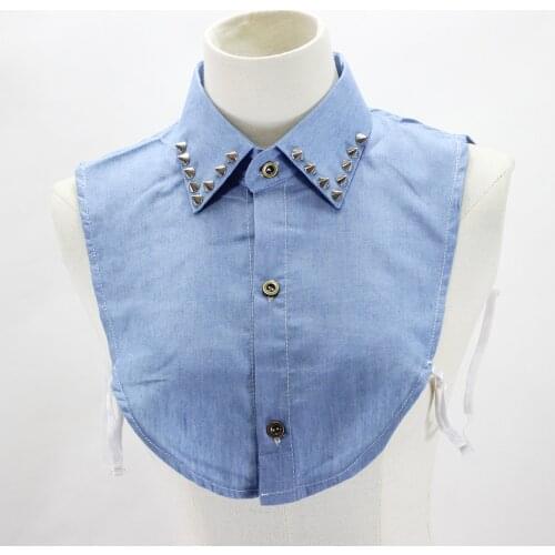 Linbaiway Girls Cotton Shirt Lapel False Collars for Women Fake Collar Neck Tie Detachable Collar Top Female Accessories