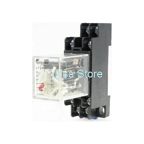 LY2NJ AC 220V Coil General Purpose Relay DPDT 8 Pin 10A 240VAC/28VDC w Socket