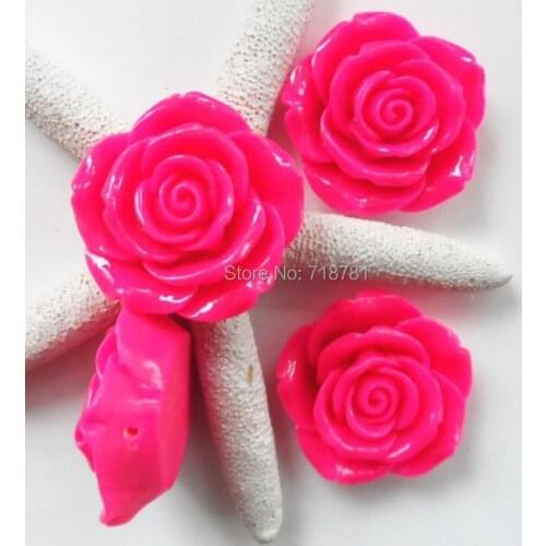 42mm Resin Chunky Beads Large Solid Flower Beads Cabochon Hot Pink color Bubblegum With Hole for Kids/Girls/Child Jewelry making