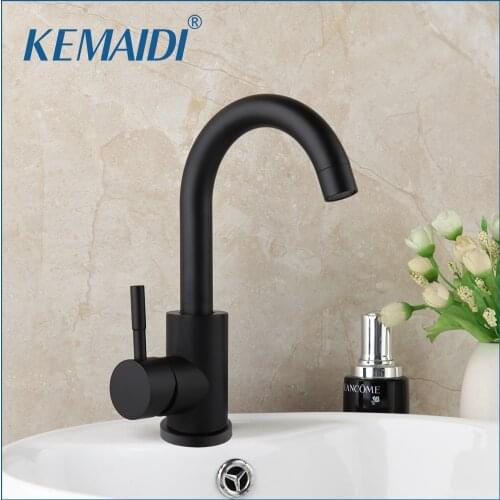 KEMAIDI Matte Black Kitchen Faucets 360 Swivel Bathroom Basin Sink Tap Crane Hot and Cold Water Faucet Deck Mounted Faucets