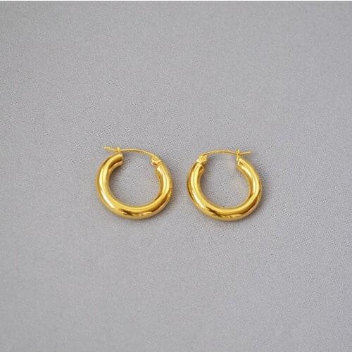 Trendy Thick Chunky Hoop Earrings Gold Plated Stainless Steel Circle Ins Fashion Women Earrings Luxury