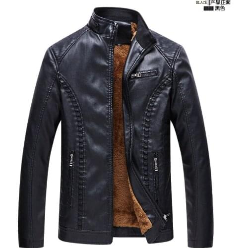 New Winter Men Leather Jackets Men Motorcycle Keep Warm Leather jackets Fashion Brand Mens Fleece Leather Jacket Coat