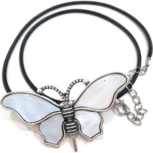 Natural Mother of Pearl Shell Pendant Necklace Colorful Abalone Shells Butterfly Brooch Pin Charms Choker Necklaces Jewelry Gift