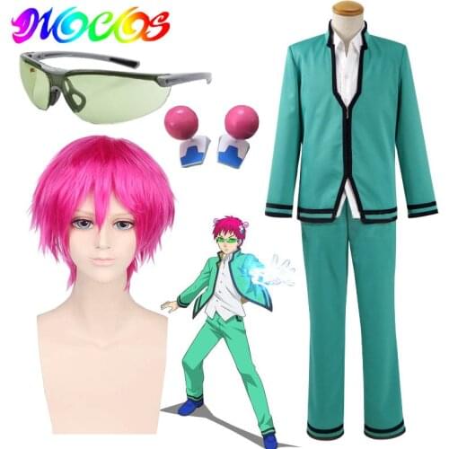 DIOCOS Anime Saiki Kusuo no sai-nan Cosplay Wigs Costumes Saiki Kusuo Uniform Tops Pants Glasses Headwear Cos Props