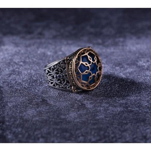 Zircon 925 Sterling Silver Engraved Traditional Handmade Turkish Signet Ring Jewelry Gift for Women Men