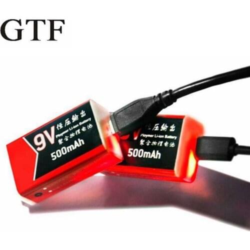 Rechargable lithium battery 9v, refillable 500mah usb battery for multi meter, microphone, remote control toy freight forwarding