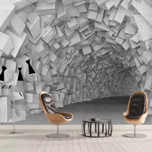 Custom 3D Stereo Simple geometric Building Photo Wall Paper For 3D Living Room TV Background Decor Creative 3D Mural Wall Cloth