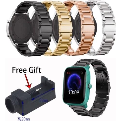 20mm Stainless Steel Watchband for Xiaomi Huami Amazfit /Samsung Galaxy active 2 3 /Huawei Watch GT 2 42mm 46mm Pro Watch Strap